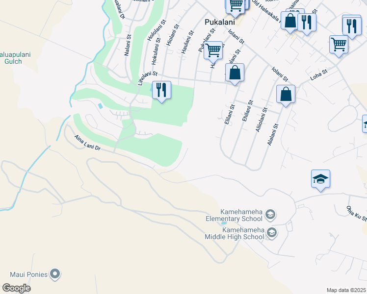 map of restaurants, bars, coffee shops, grocery stores, and more near 125 Alaapapa Place in Makawao