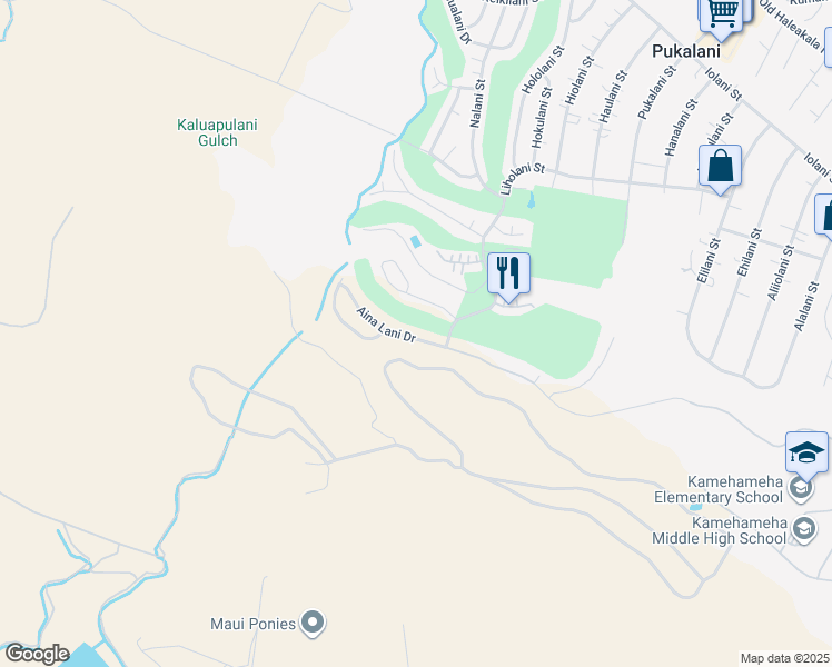 map of restaurants, bars, coffee shops, grocery stores, and more near 2793 Aina Lani Drive in Makawao