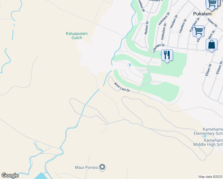 map of restaurants, bars, coffee shops, grocery stores, and more near 2716 Akalani Loop in Makawao