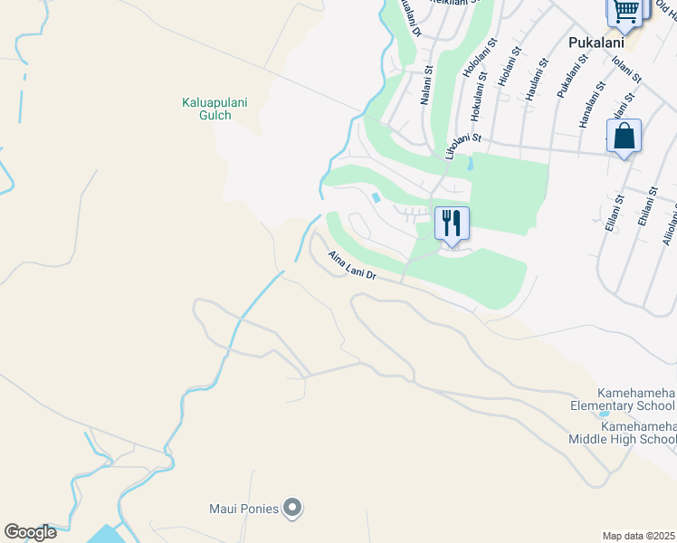 map of restaurants, bars, coffee shops, grocery stores, and more near 2737 Akalani Loop in Makawao