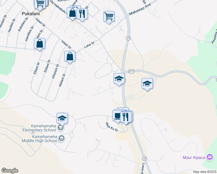 map of restaurants, bars, coffee shops, grocery stores, and more near 132 Makaena Place in Makawao