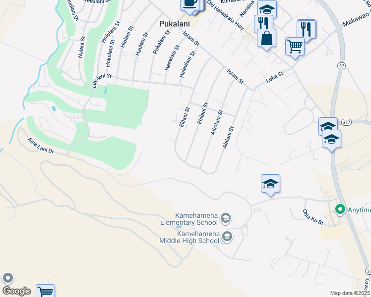 map of restaurants, bars, coffee shops, grocery stores, and more near 382 Ehilani Street in Makawao