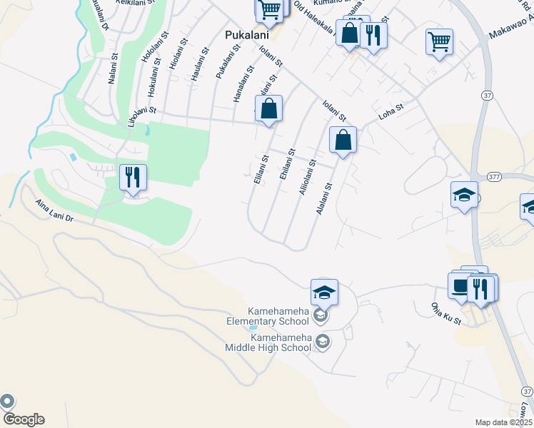 map of restaurants, bars, coffee shops, grocery stores, and more near 382 Ehilani Street in Makawao