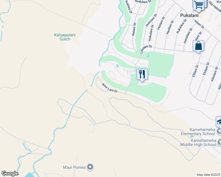 map of restaurants, bars, coffee shops, grocery stores, and more near 2751 Aina Lani Drive in Makawao