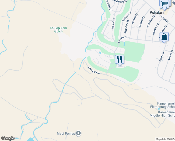map of restaurants, bars, coffee shops, grocery stores, and more near 2713 Akalani Loop in Makawao