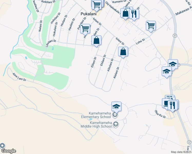 map of restaurants, bars, coffee shops, grocery stores, and more near 372 Ehilani Street in Makawao