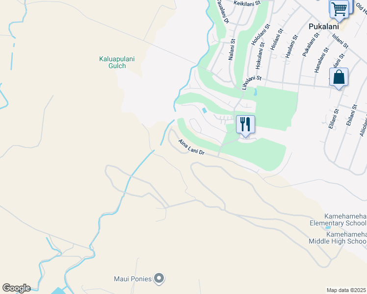 map of restaurants, bars, coffee shops, grocery stores, and more near 2732 Aina Lani Drive in Makawao