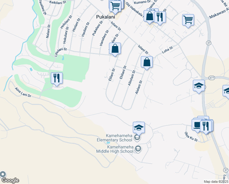 map of restaurants, bars, coffee shops, grocery stores, and more near 372 Ehilani Street in Makawao