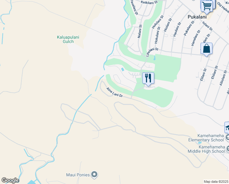 map of restaurants, bars, coffee shops, grocery stores, and more near 2751 Aina Lani Drive in Makawao