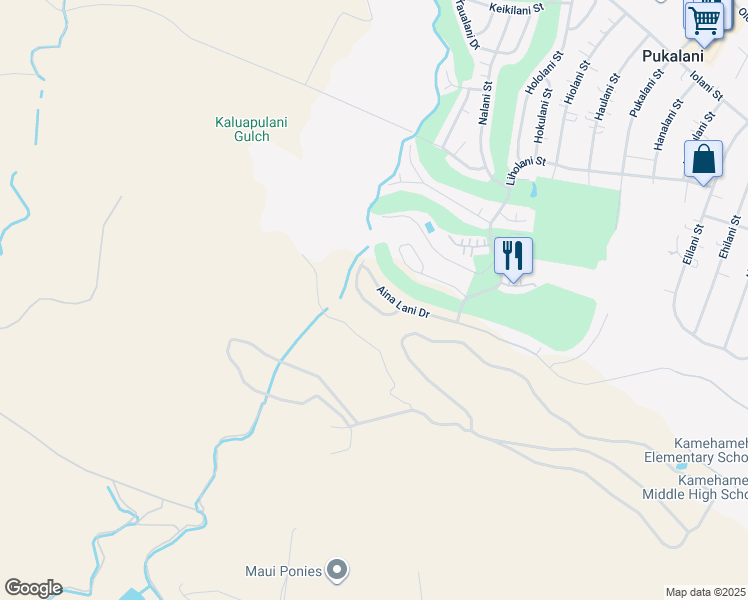 map of restaurants, bars, coffee shops, grocery stores, and more near 2713 Akalani Loop in Makawao
