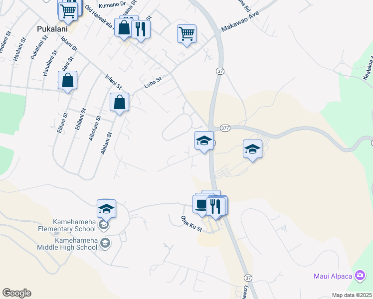 map of restaurants, bars, coffee shops, grocery stores, and more near 132 Makaena Place in Makawao