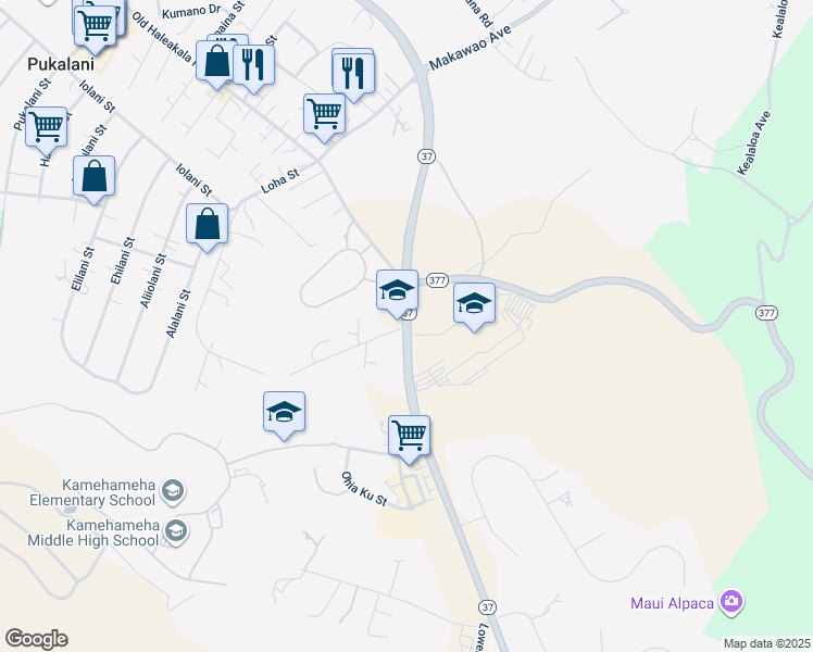 map of restaurants, bars, coffee shops, grocery stores, and more near 0 Makaena Place in Makawao