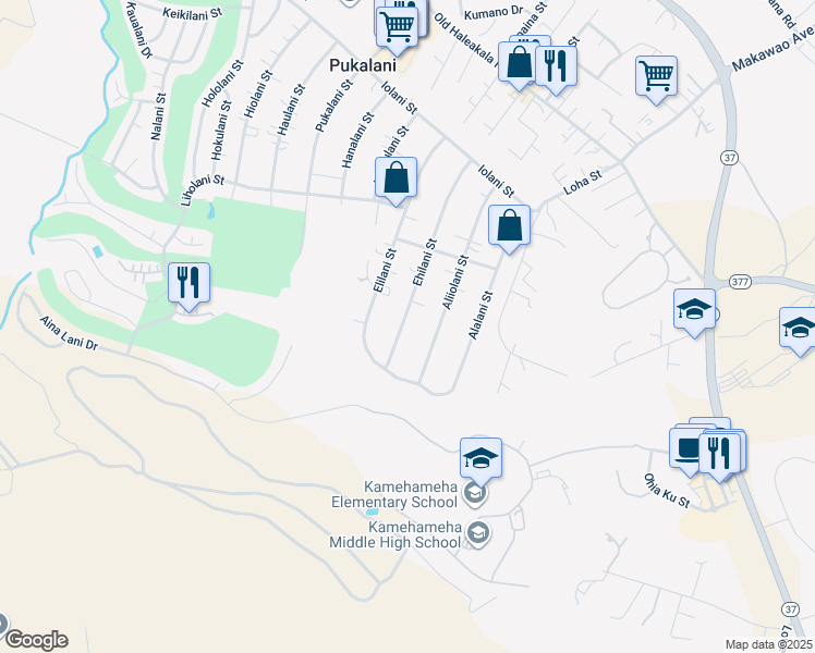 map of restaurants, bars, coffee shops, grocery stores, and more near 361 Ehilani Street in Makawao