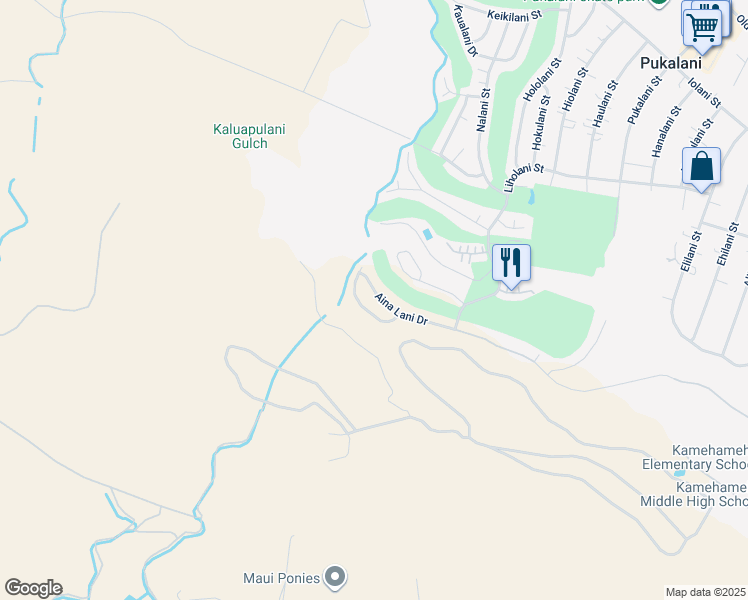 map of restaurants, bars, coffee shops, grocery stores, and more near 2712 Aina Lani Drive in Makawao