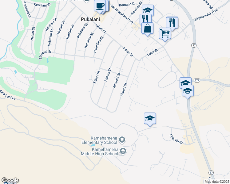 map of restaurants, bars, coffee shops, grocery stores, and more near 325 Aliiolani Street in Makawao