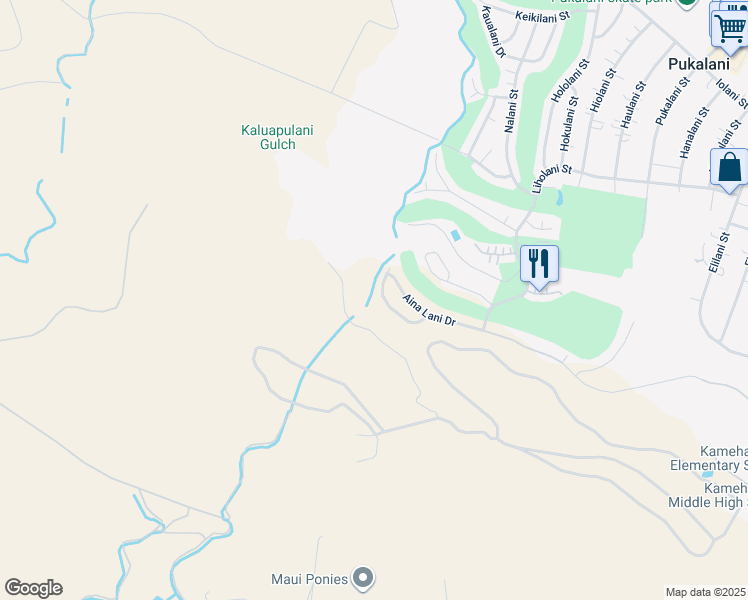 map of restaurants, bars, coffee shops, grocery stores, and more near 2692 Akalani Loop in Makawao