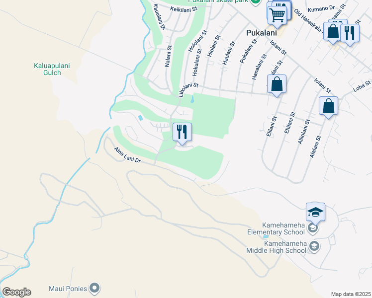 map of restaurants, bars, coffee shops, grocery stores, and more near 2740 Liholani Street in Makawao