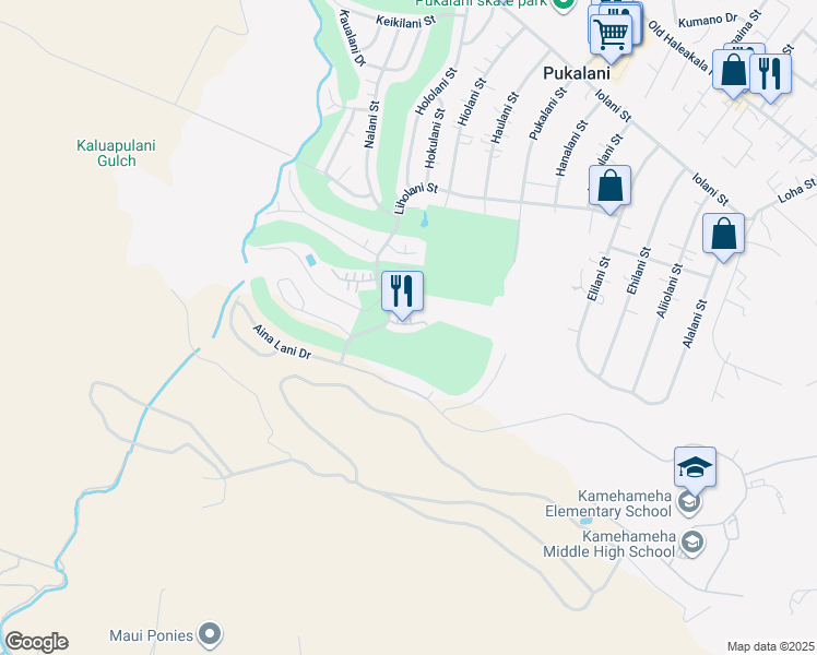 map of restaurants, bars, coffee shops, grocery stores, and more near 2740 Liholani Street in Makawao