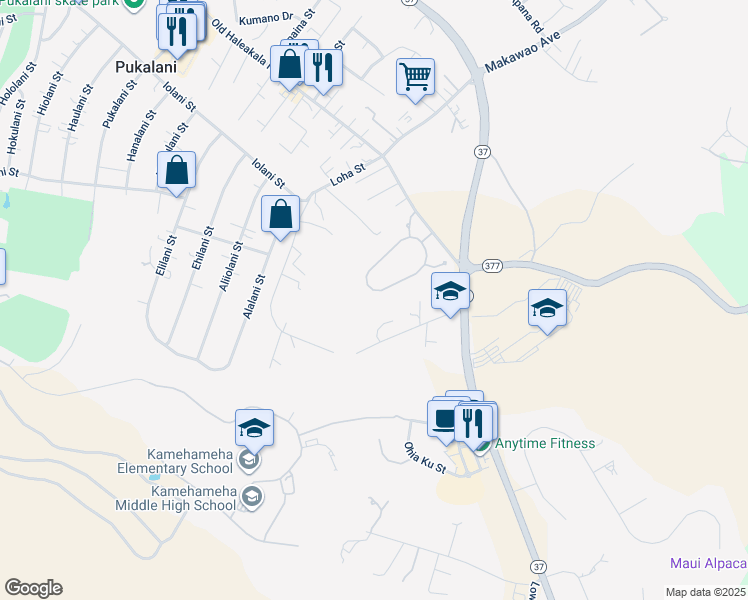 map of restaurants, bars, coffee shops, grocery stores, and more near 178 Lei Ohu Circle in Makawao