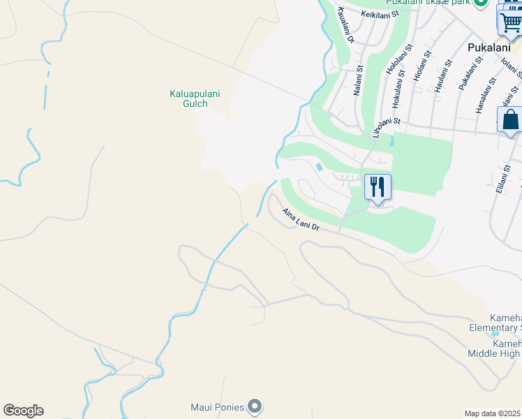 map of restaurants, bars, coffee shops, grocery stores, and more near 2692 Akalani Loop in Makawao