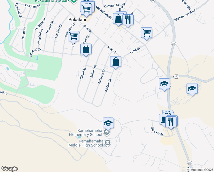 map of restaurants, bars, coffee shops, grocery stores, and more near 284 Alalani Street in Makawao