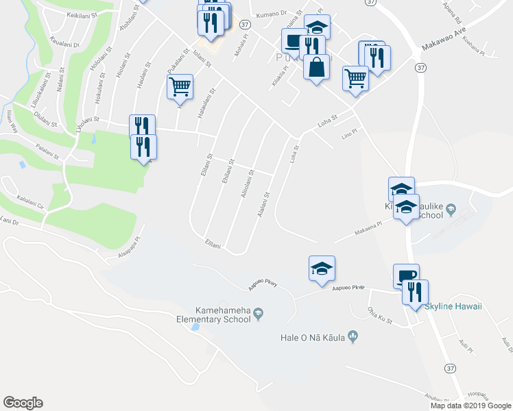 map of restaurants, bars, coffee shops, grocery stores, and more near 284 Alalani Street in Makawao