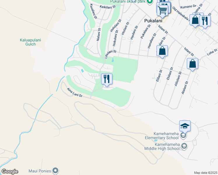 map of restaurants, bars, coffee shops, grocery stores, and more near 2740 Liholani Street in Makawao
