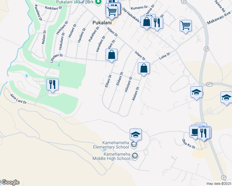 map of restaurants, bars, coffee shops, grocery stores, and more near 341 Ehilani Street in Makawao