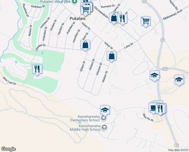 map of restaurants, bars, coffee shops, grocery stores, and more near 296 Aliiolani Street in Makawao