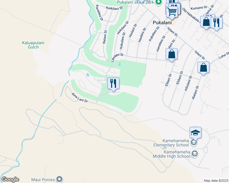 map of restaurants, bars, coffee shops, grocery stores, and more near 2740 Liholani Street in Makawao