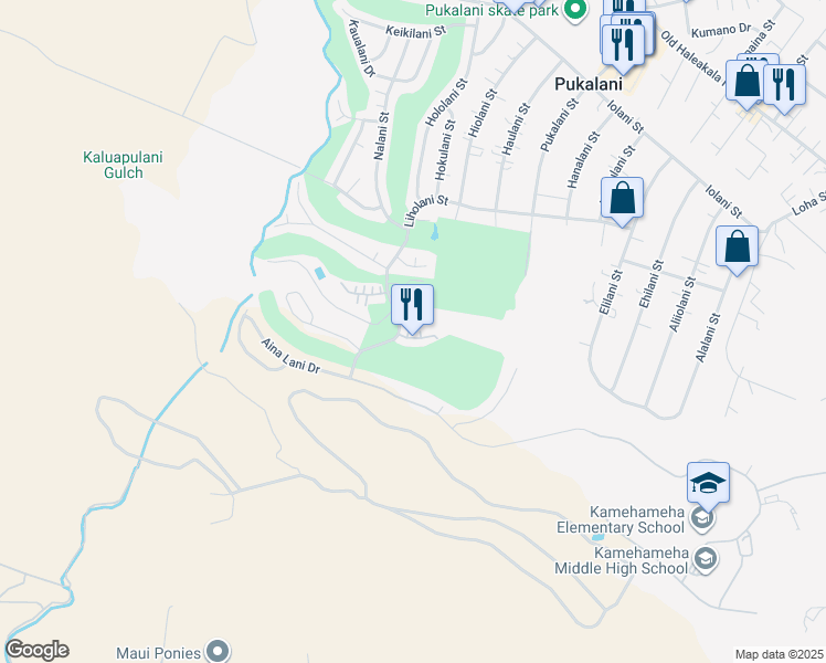 map of restaurants, bars, coffee shops, grocery stores, and more near 2740 Liholani Street in Makawao
