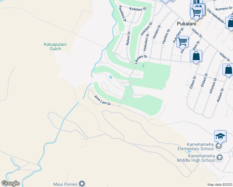 map of restaurants, bars, coffee shops, grocery stores, and more near 2821 Kalialani Circle in Makawao