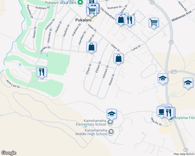 map of restaurants, bars, coffee shops, grocery stores, and more near 331 Ehilani Street in Makawao