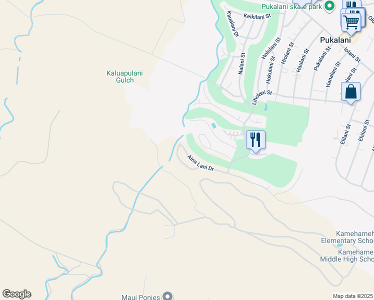 map of restaurants, bars, coffee shops, grocery stores, and more near 2695 Aina Lani Drive in Makawao