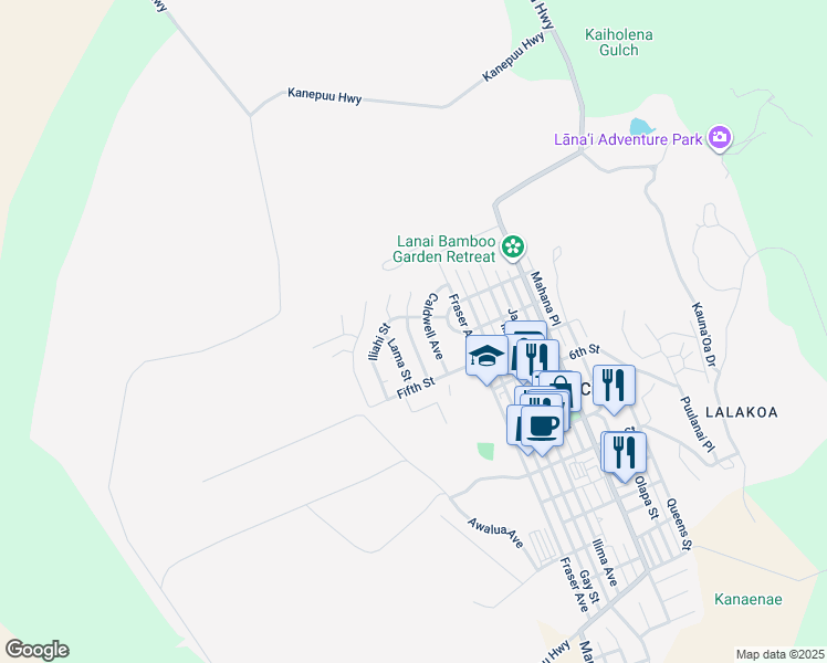 map of restaurants, bars, coffee shops, grocery stores, and more near 337 Ahakea Street in Honolulu