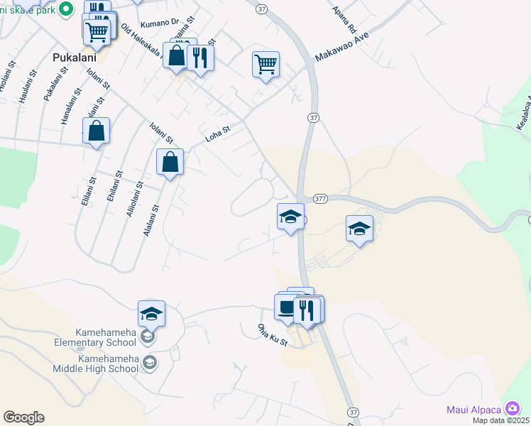 map of restaurants, bars, coffee shops, grocery stores, and more near 238 Lei Ohu Circle in Makawao