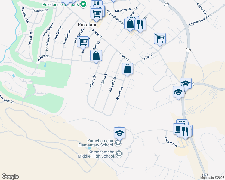 map of restaurants, bars, coffee shops, grocery stores, and more near 285 Aliiolani Street in Makawao