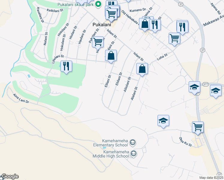 map of restaurants, bars, coffee shops, grocery stores, and more near 332 Ehilani Street in Makawao
