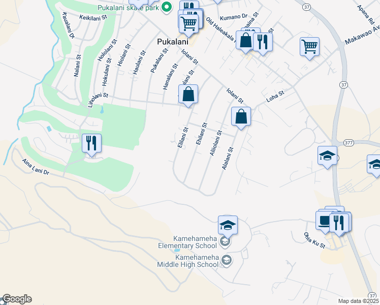 map of restaurants, bars, coffee shops, grocery stores, and more near 332 Ehilani Street in Makawao