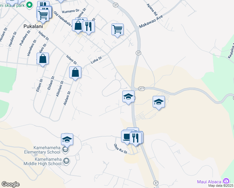 map of restaurants, bars, coffee shops, grocery stores, and more near 238 Lei Ohu Circle in Makawao