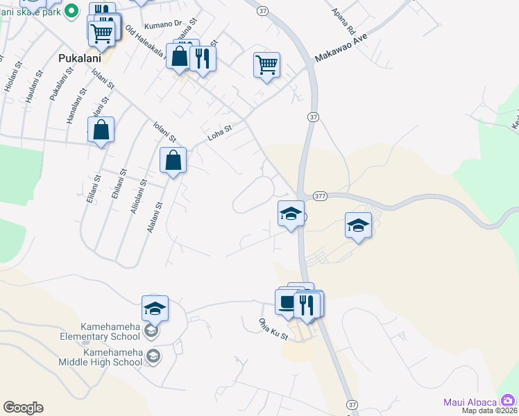 map of restaurants, bars, coffee shops, grocery stores, and more near 226 Lei Ohu Circle in Makawao