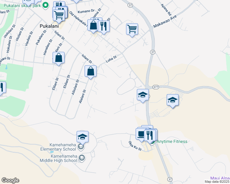 map of restaurants, bars, coffee shops, grocery stores, and more near 263 Lei Ohu Circle in Makawao