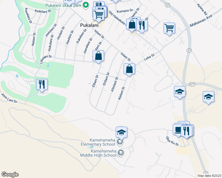 map of restaurants, bars, coffee shops, grocery stores, and more near 286 Aliiolani Street in Makawao