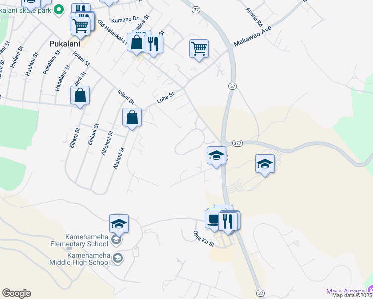 map of restaurants, bars, coffee shops, grocery stores, and more near 209 Lei Ohu Circle in Makawao