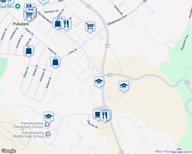 map of restaurants, bars, coffee shops, grocery stores, and more near 4 Lilinoe Place in Makawao