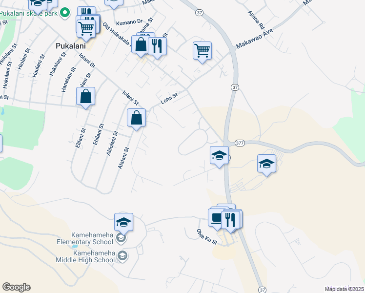 map of restaurants, bars, coffee shops, grocery stores, and more near 121 Lei Ohu Circle in Makawao