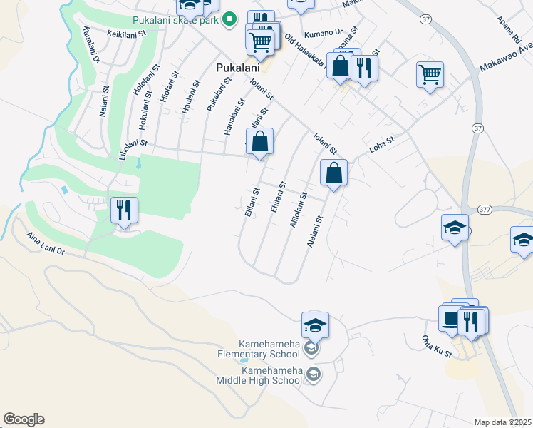 map of restaurants, bars, coffee shops, grocery stores, and more near 312 Ehilani Street in Makawao