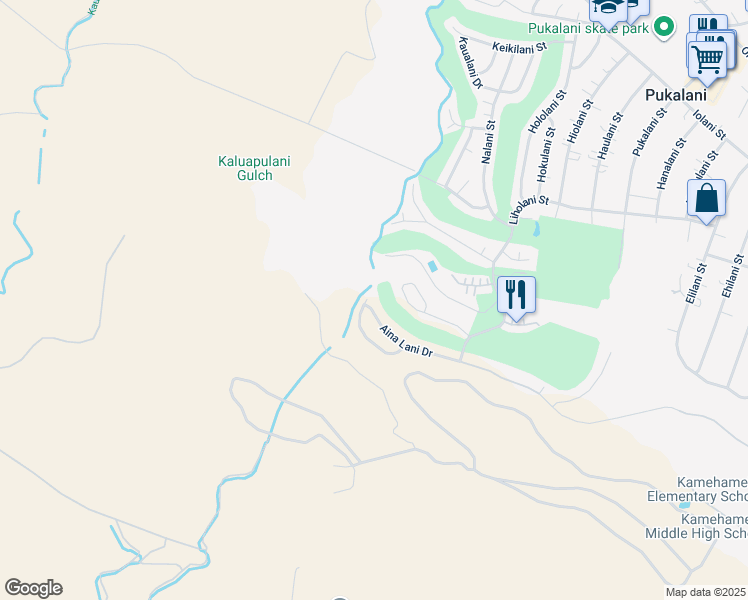 map of restaurants, bars, coffee shops, grocery stores, and more near 2667 Akalani Loop in Makawao