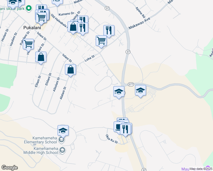 map of restaurants, bars, coffee shops, grocery stores, and more near 239 Lei Ohu Circle in Makawao