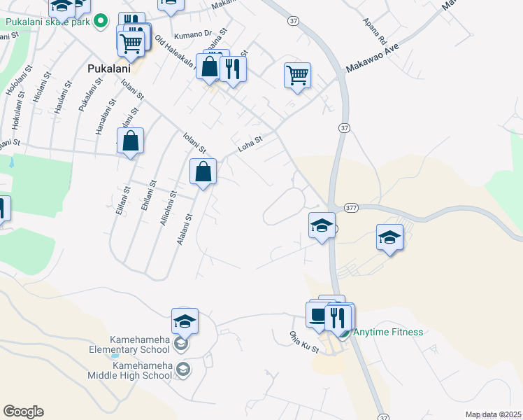 map of restaurants, bars, coffee shops, grocery stores, and more near 130 Lei Ohu Circle in Makawao